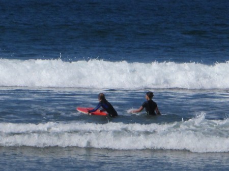 Oliver on his boogie board -- he was out there the whole day, just coming in to eat a quick lunch.