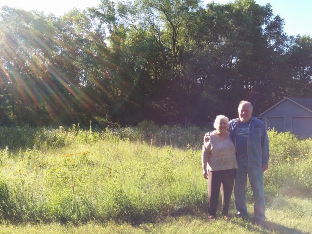 Cully took this evocative photo of Bob and me by the prairie.