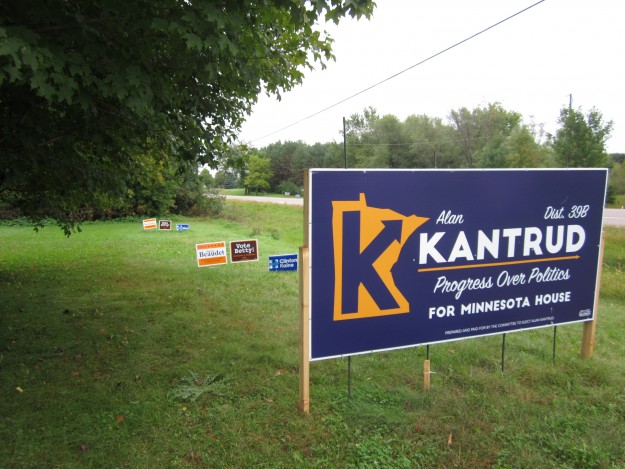 Democrat signs and one sign for county commissioner -- no city signs this year -- too conflicted. 