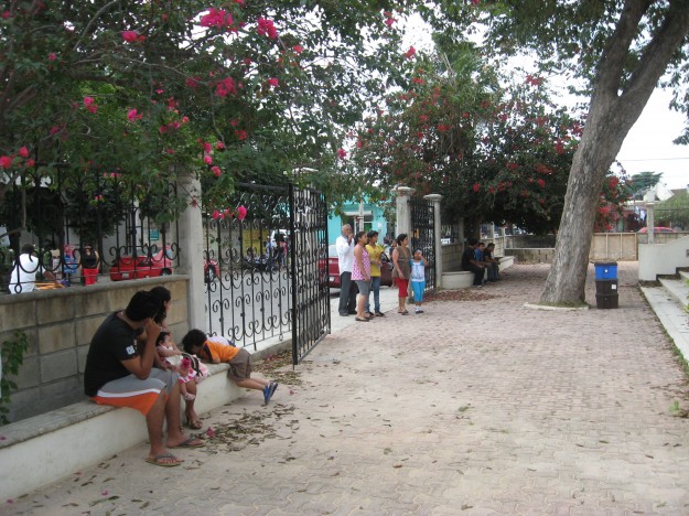 the church courtyard in Playa del Carmen