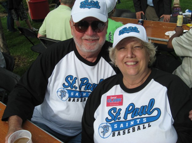 I am wearing a Tarryl Clark button. She is running against Bachman for Congress in our district. (Such and embarrassment that Bachman is our Rep. We will do our best to do something about that this year.