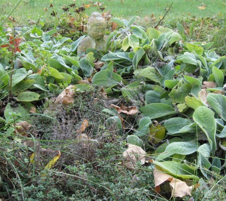 Buddha patiently waits for the snow