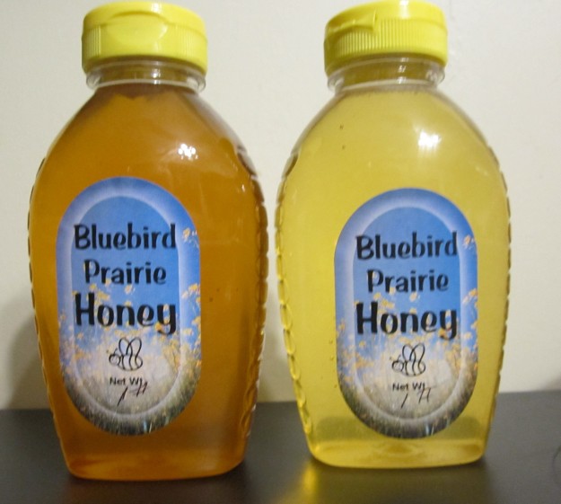 two pounds of honey from different times in the season - both really good!